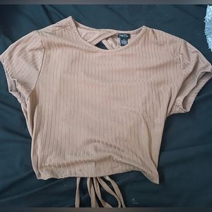 Brown backless crop top